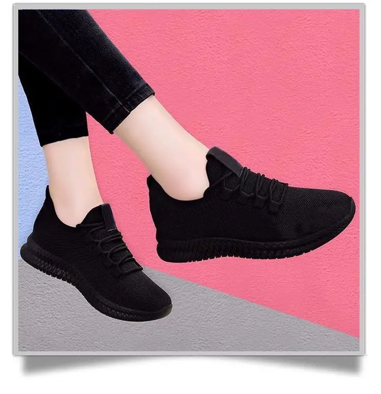 Women's Breathable Non-slip Platform Fashion New Casual Shoes Korean Running Shoes Black Sneakers Shoes for Women 2026 Autumn