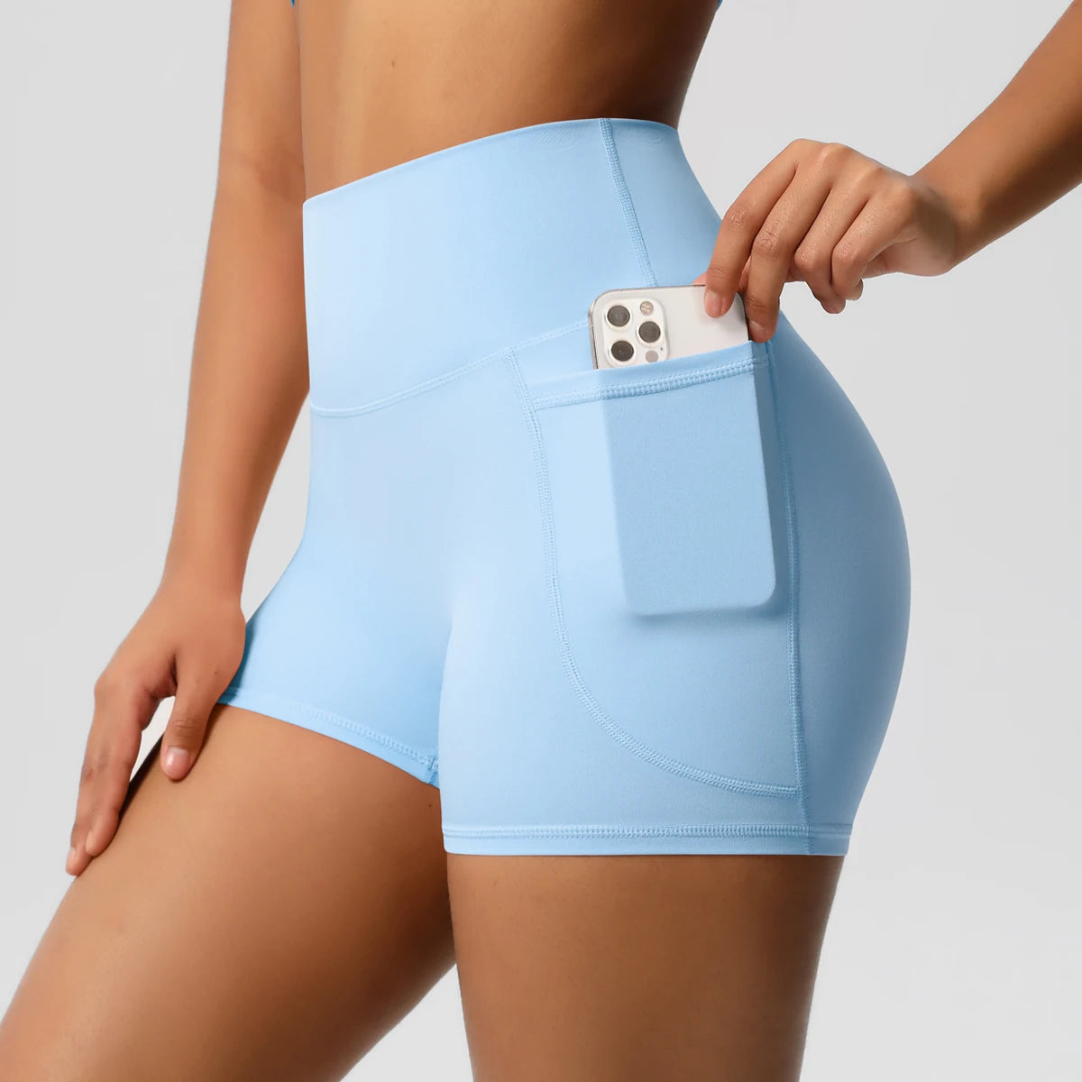 Rooftrellen High-Waist Pocketed Sports Shorts for Women – Quick-Dry Fitness Leggings