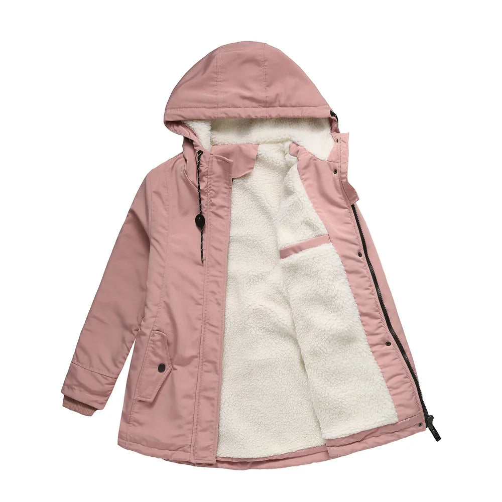 KIDCRKJ Lamb Wool Lined Hooded Winter Parka
