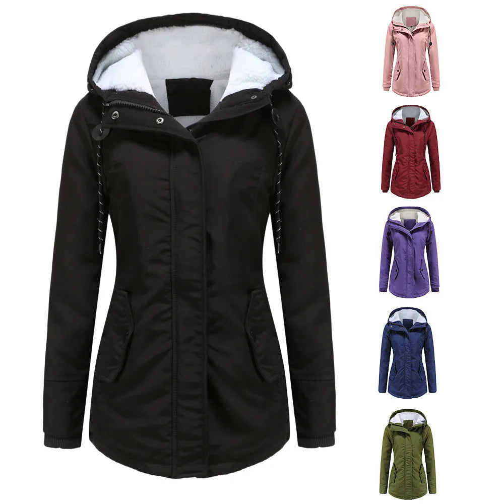 KIDCRKJ Lamb Wool Lined Hooded Winter Parka