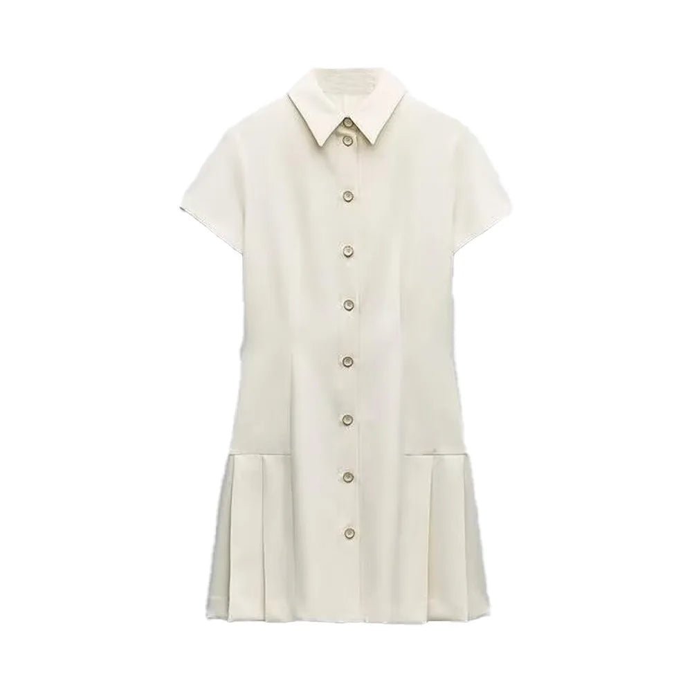 MSNOLOA 2026 sunmer New Product Women's Fashion Casual Polo Collar Short sleeved Shirt Style Mini Dress