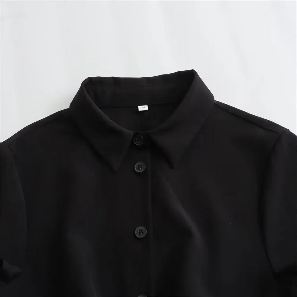 MSNOLOA 2026 sunmer New Product Women's Fashion Casual Polo Collar Short sleeved Shirt Style Mini Dress