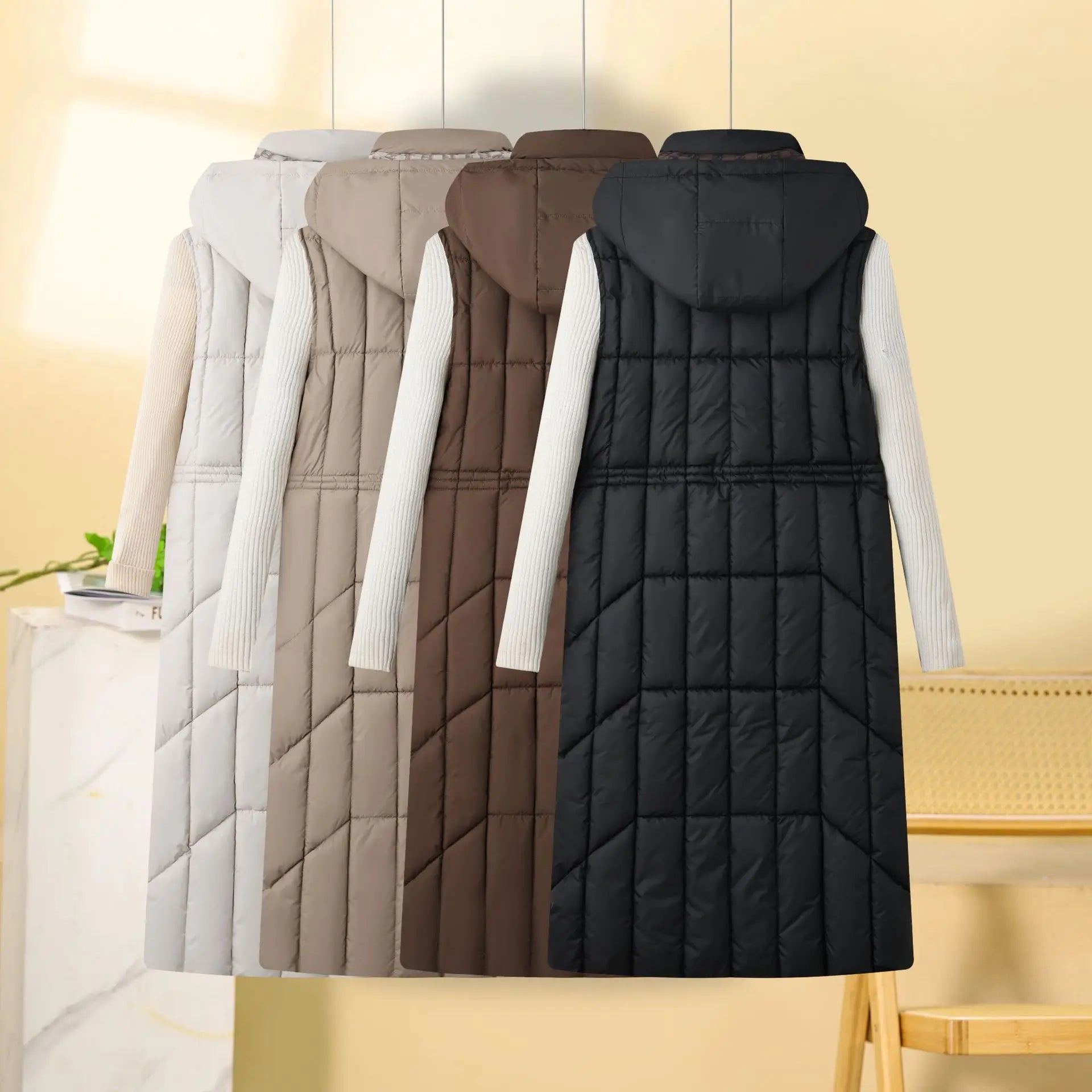 KIDCRKJ Reversible Hooded Quilted Winter Vest Jacket for Women