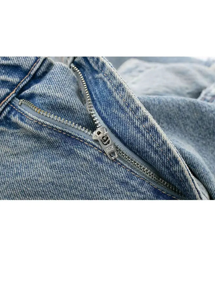 Women’s High-Waist Ripped Skinny Ankle-Length Jeans – Vintage Patchwork Denim Pants