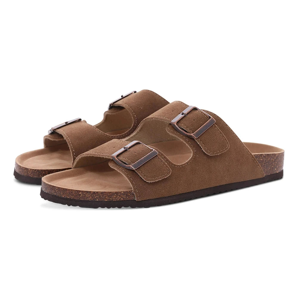 Crestar Women's Suede Clogs Leather Mules Cork Footbed Sandals Potato Shoes with Arch Support Fashion Leather Mules Shoes