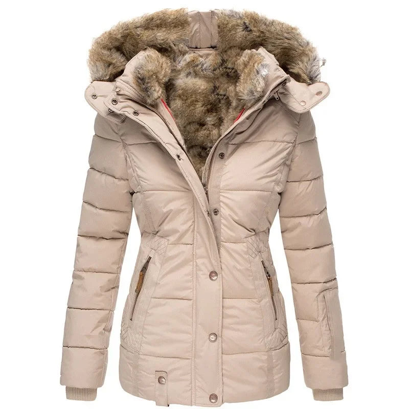 MandyLandy Cozy Fur Hooded Winter Jacket for Women