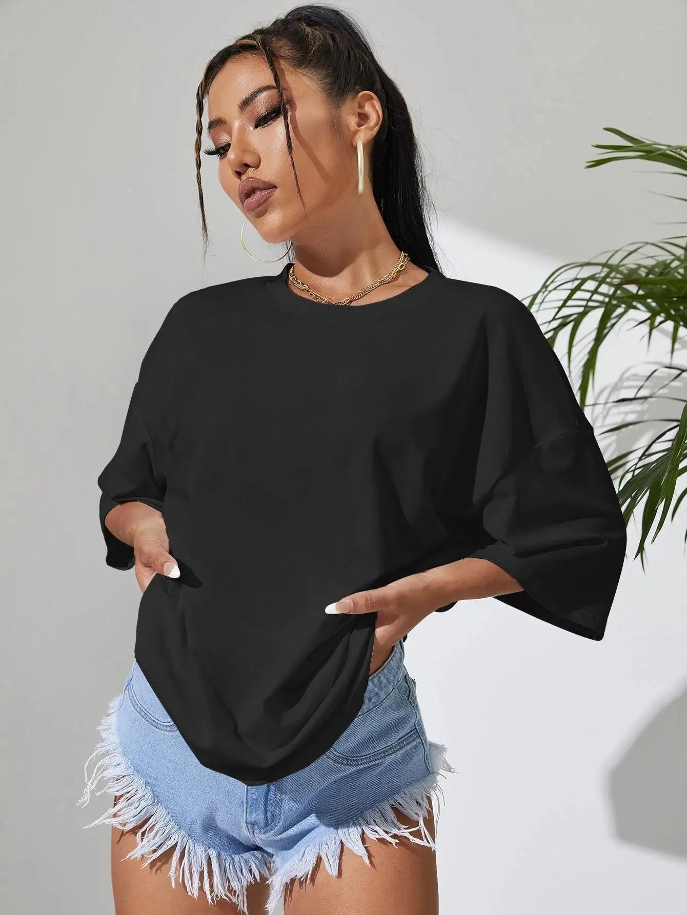 Teekossc Classic Letter Print Cotton T-Shirt for Women