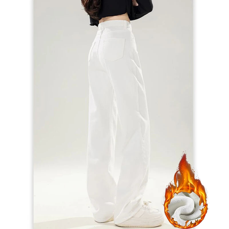 Women’s High-Waist Slim Fit Jeans – Thick Winter Cotton Denim Pants
