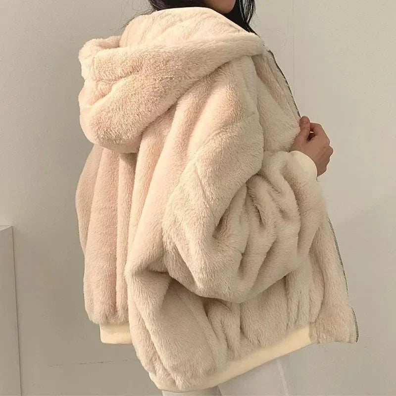 XPQBB Cozy Plush Hooded Winter Parka for Women