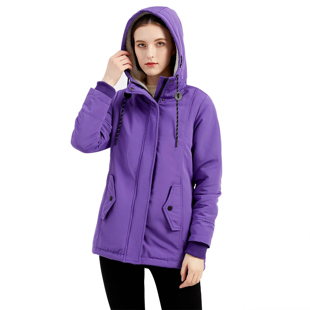 KIDCRKJ Lamb Wool Lined Hooded Winter Parka