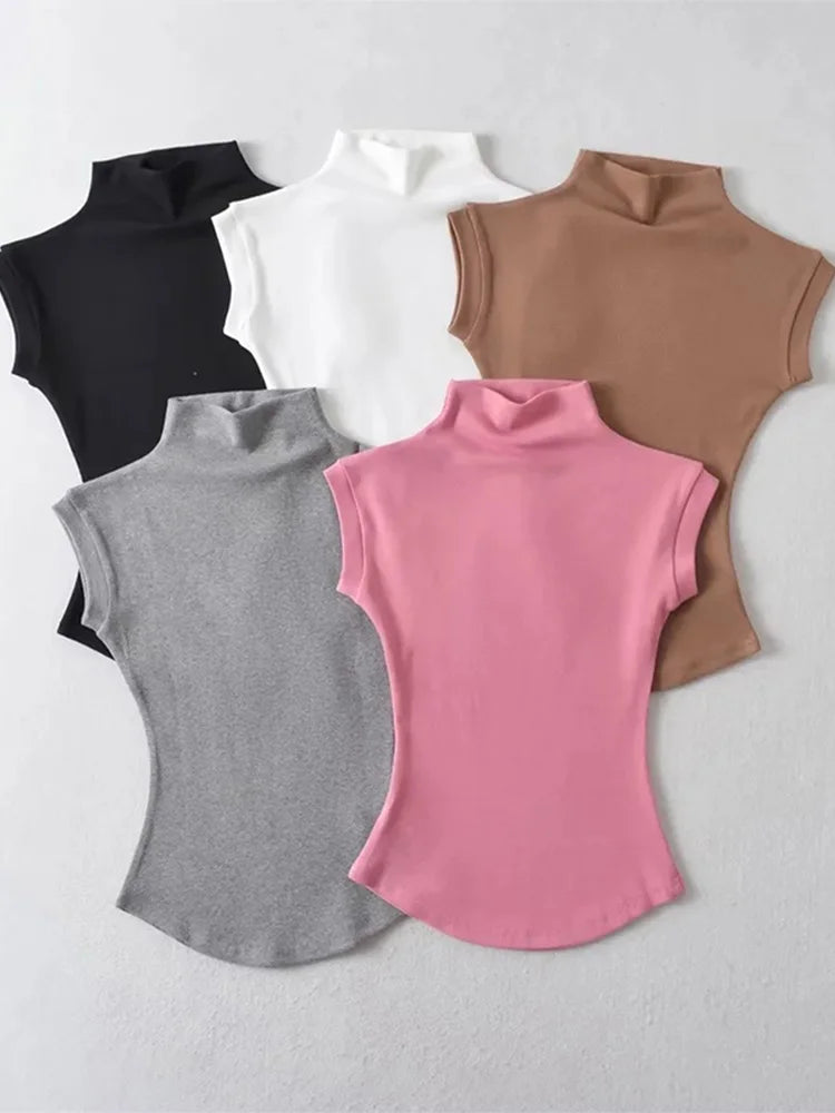 TODOBLACK Women's Sleeveless Turtleneck Slim Knit Top – Sexy Club & Summer Style