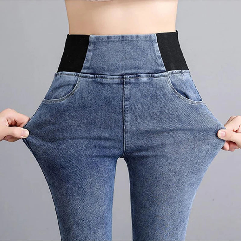 Women’s High-Waist Skinny Pencil Jeans – Stretch Slim Denim Pants