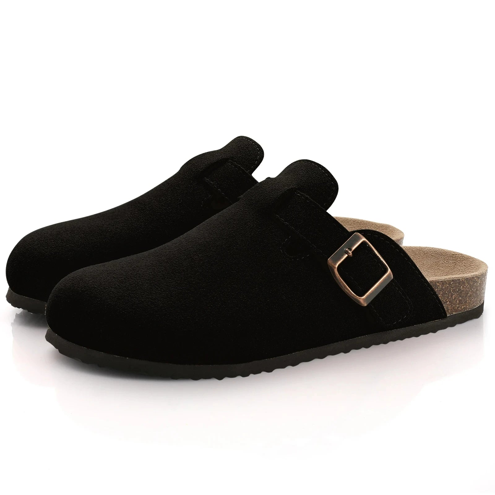 Crestar Women's Suede Clogs Leather Mules Cork Footbed Sandals Potato Shoes with Arch Support Fashion Leather Mules Shoes