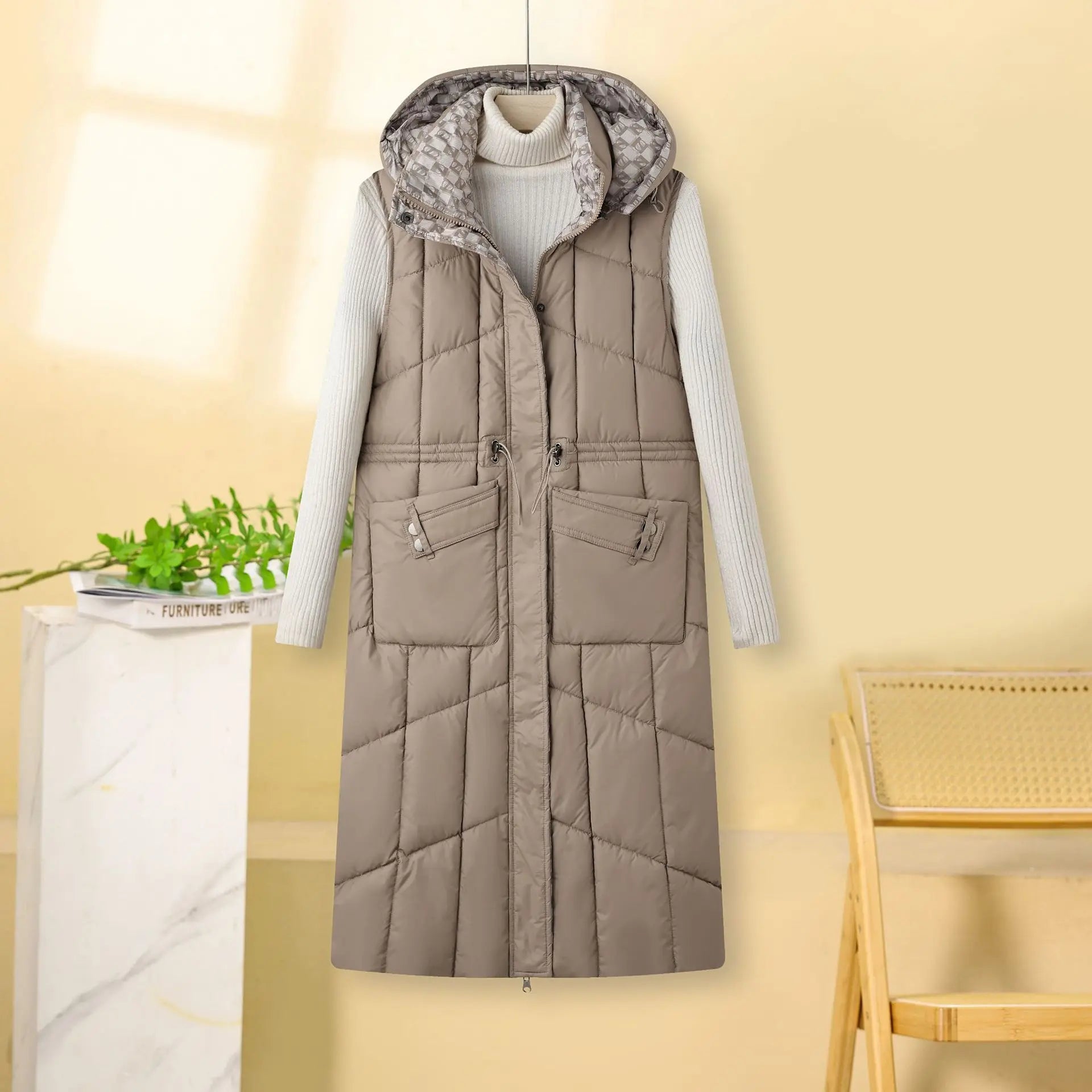 KIDCRKJ Reversible Hooded Quilted Winter Vest Jacket for Women