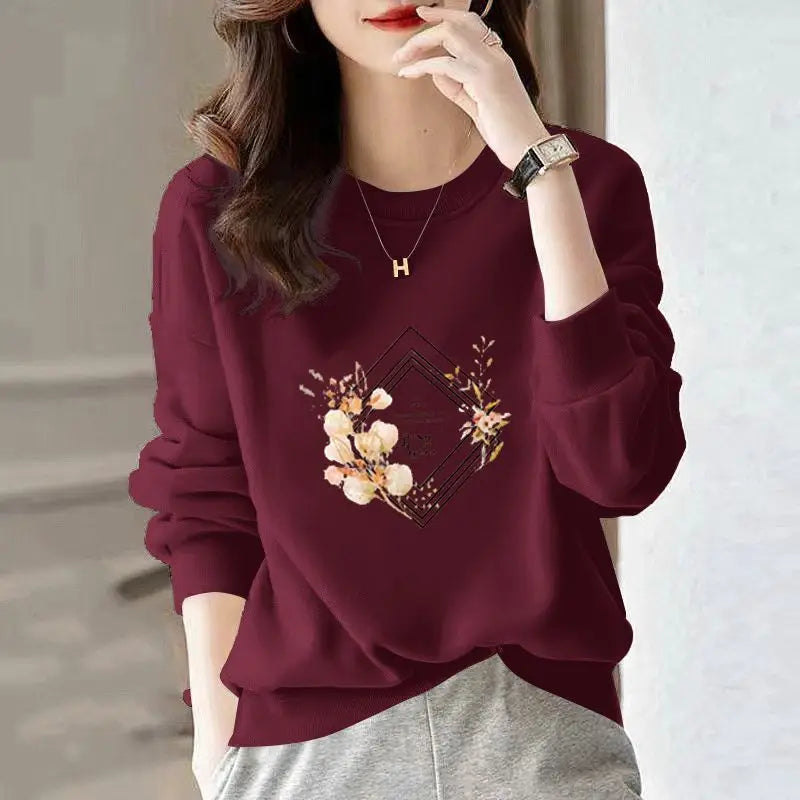 CutePatch Plush Cartoon O-Neck Sweatshirt for Women