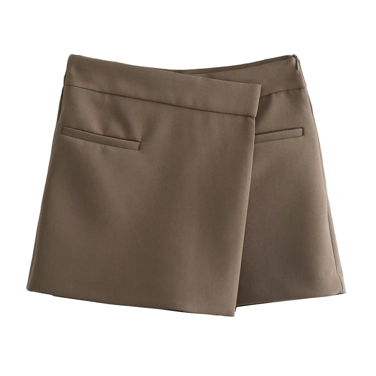 KONDALA Vintage Split Mini Shorts Skirt Women Fashion 2025 Front Pockets High Waist Office Lady Shorts Elegant Shorts Skirts