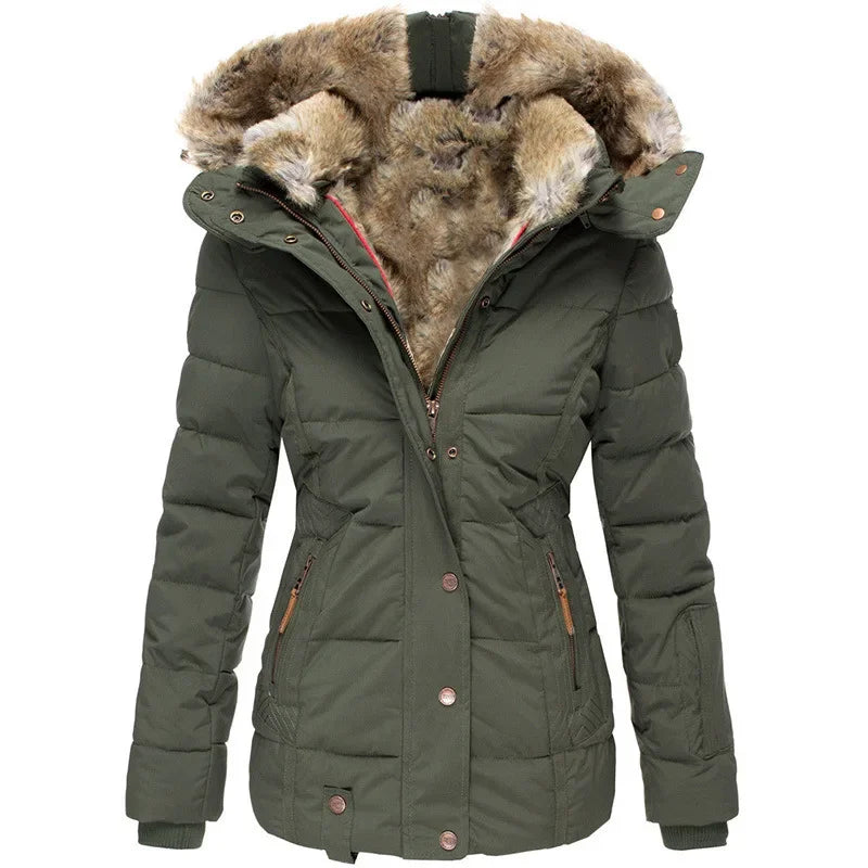 MandyLandy Cozy Fur Hooded Winter Jacket for Women