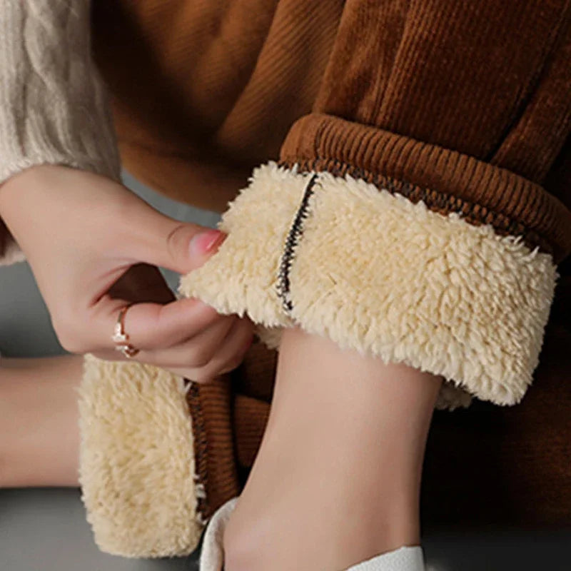 CozyCord High-Waist Corduroy Ankle Pants for Women