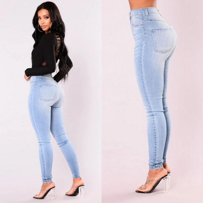 Women’s Ankle-Length Skinny Jeans – Mid Rise Stretch Casual Denim Pants