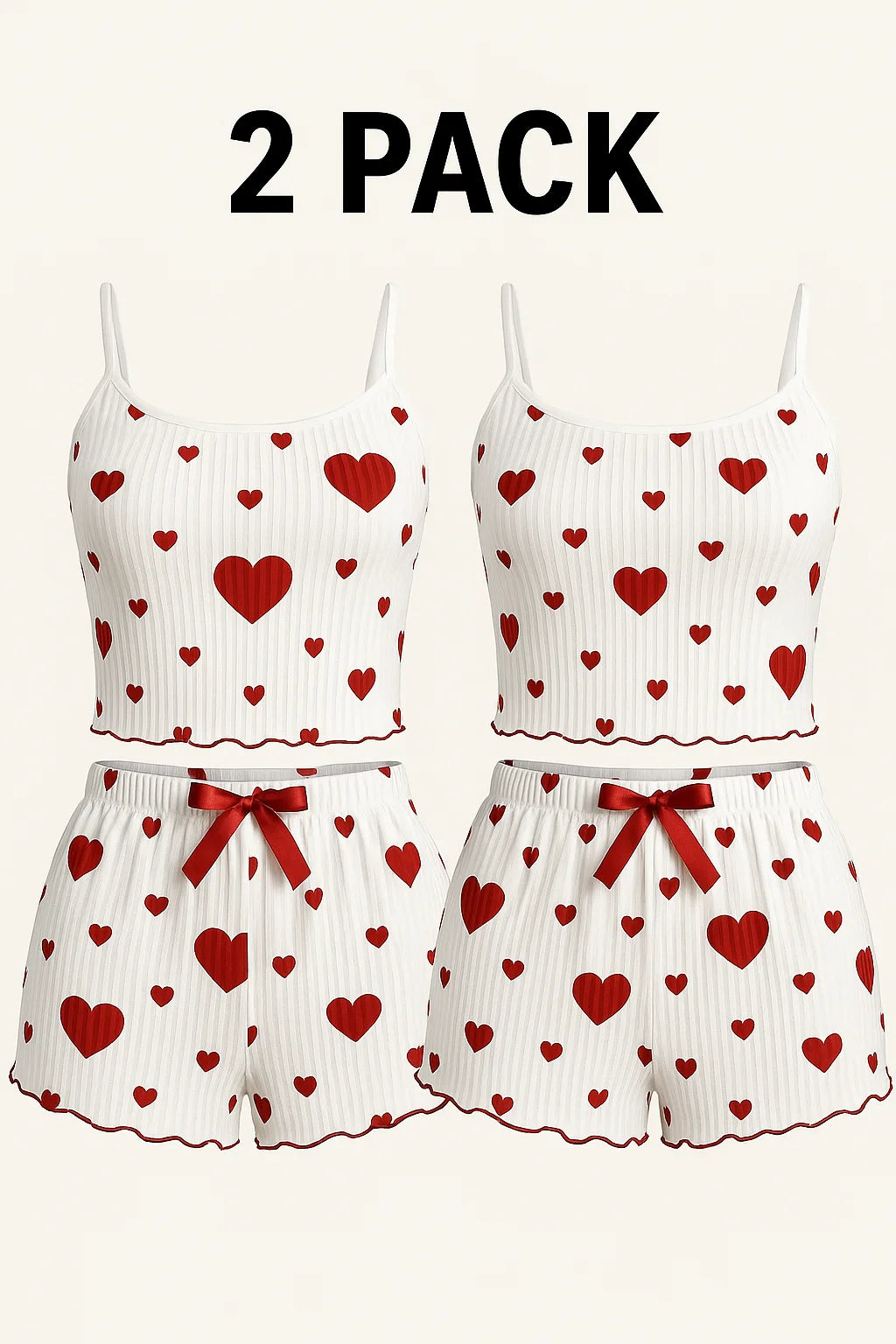 NoEnName Geometric Spaghetti Strap Summer Pajama Set
