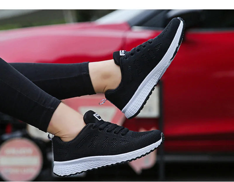 Women Casual Shoes Fashion Breathable Walking Mesh Flat Shoes Sneakers Women 2026 Gym Vulcanized Shoes White Female Footwear