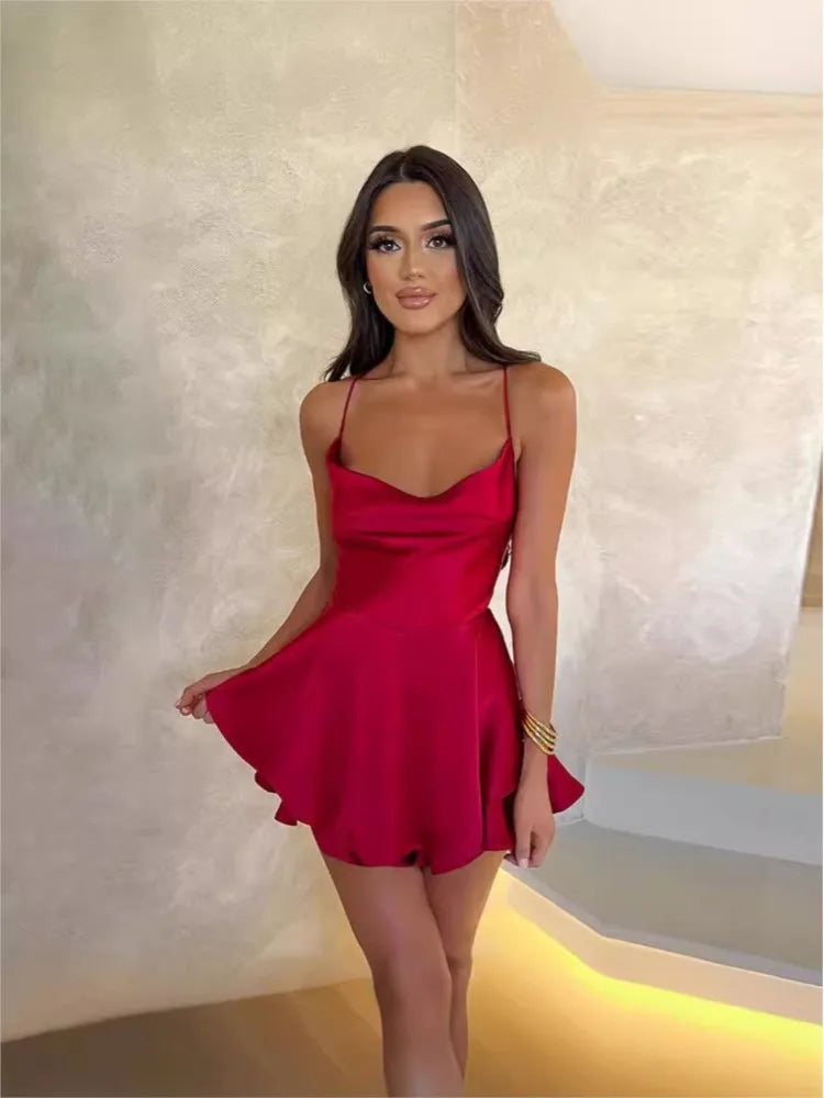 ZSSKASL Summer Slim Spaghetti Strap Dress for Women – Knee-Length Casual Style
