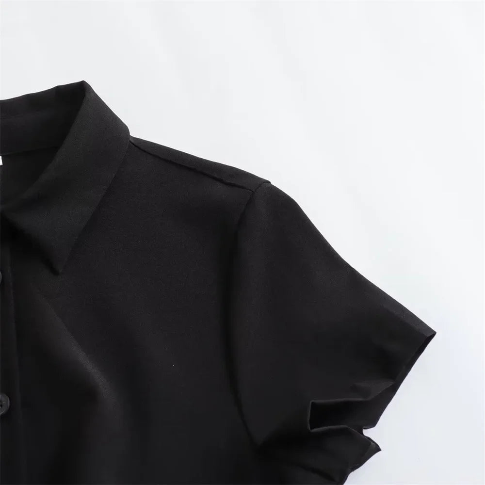 MSNOLOA 2026 sunmer New Product Women's Fashion Casual Polo Collar Short sleeved Shirt Style Mini Dress