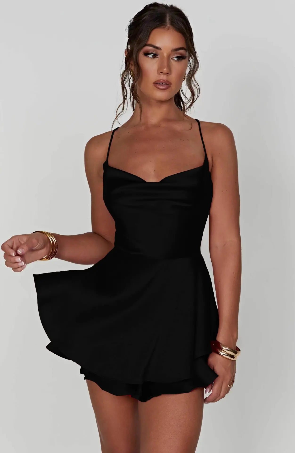 ZSSKASL Summer Slim Spaghetti Strap Dress for Women – Knee-Length Casual Style