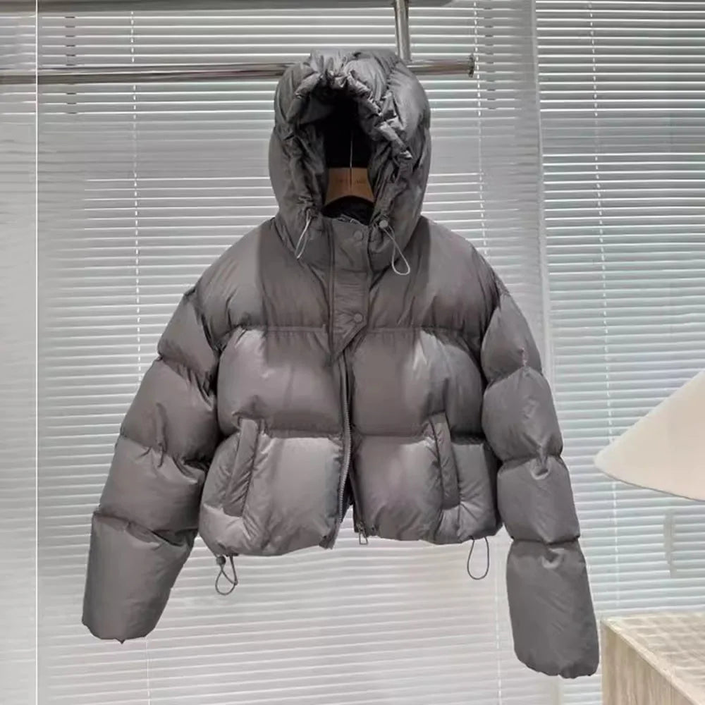 UHYTGF Warm Women's White Duck Down Parka – Hooded Casual Winter Coat