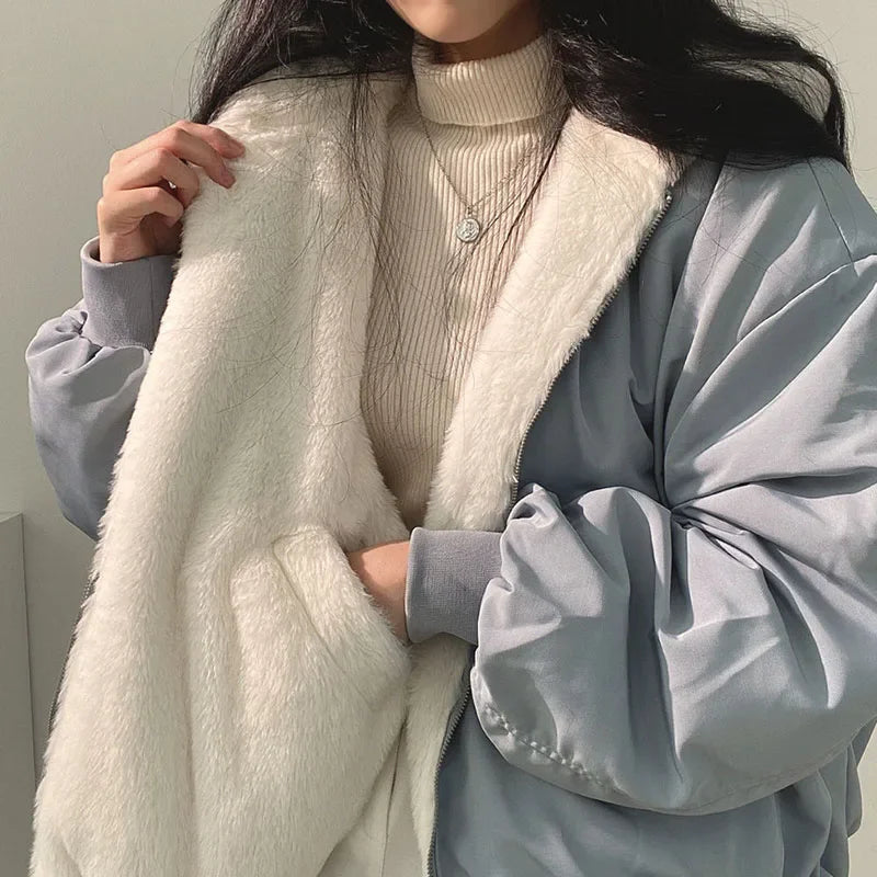 XPQBB Cozy Plush Hooded Winter Parka for Women