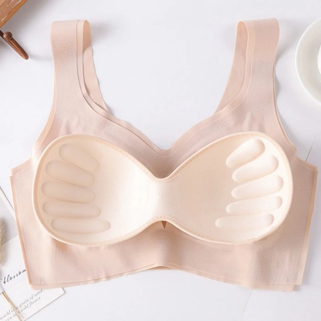 ZXYOUPING Women Wireless Bra Plus Size Seamless Bra Ice Silk Underwear M-XXL