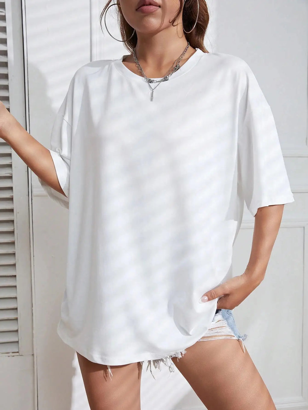 Teekossc Classic Letter Print Cotton T-Shirt for Women