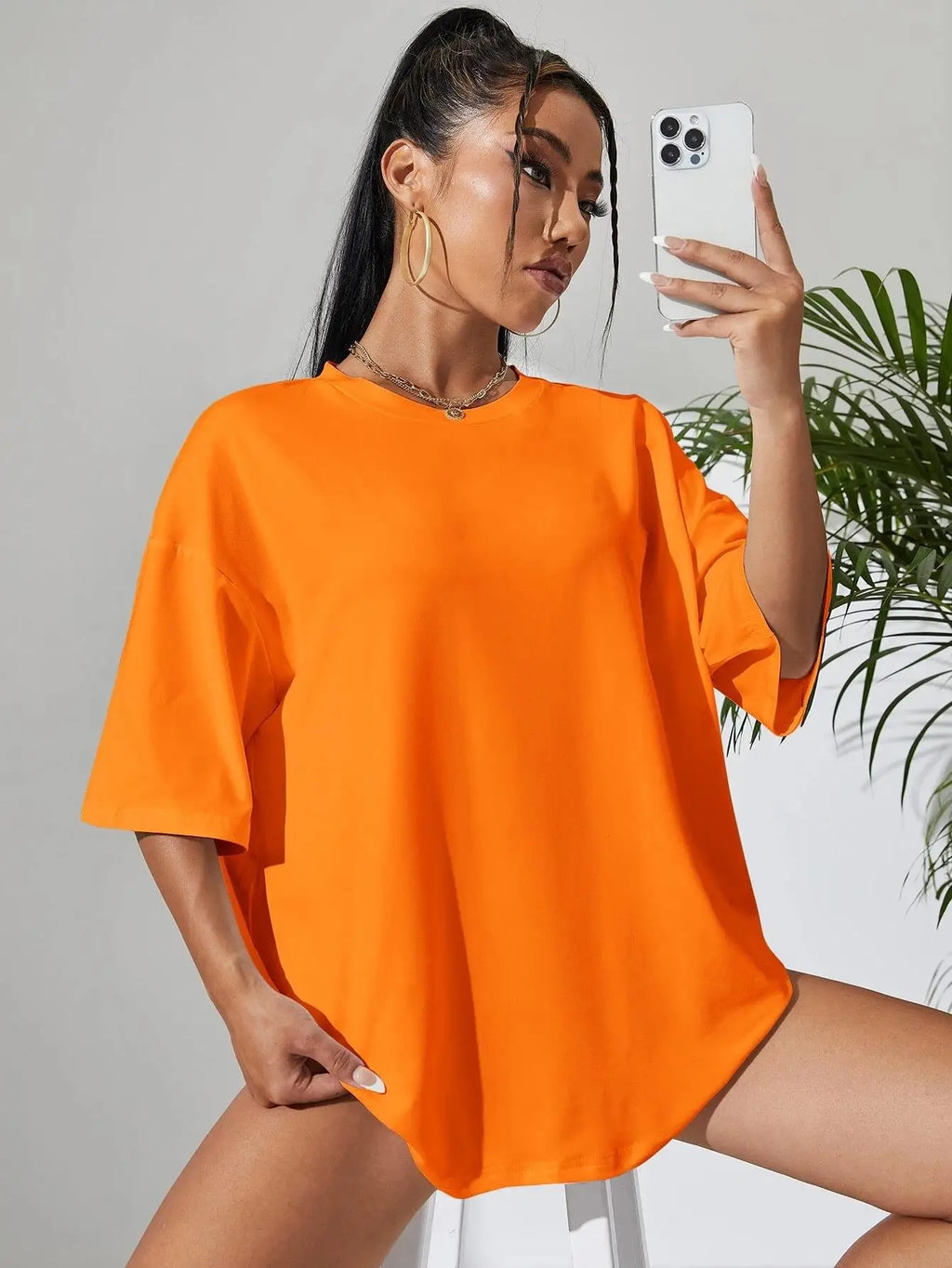 Teekossc Classic Letter Print Cotton T-Shirt for Women