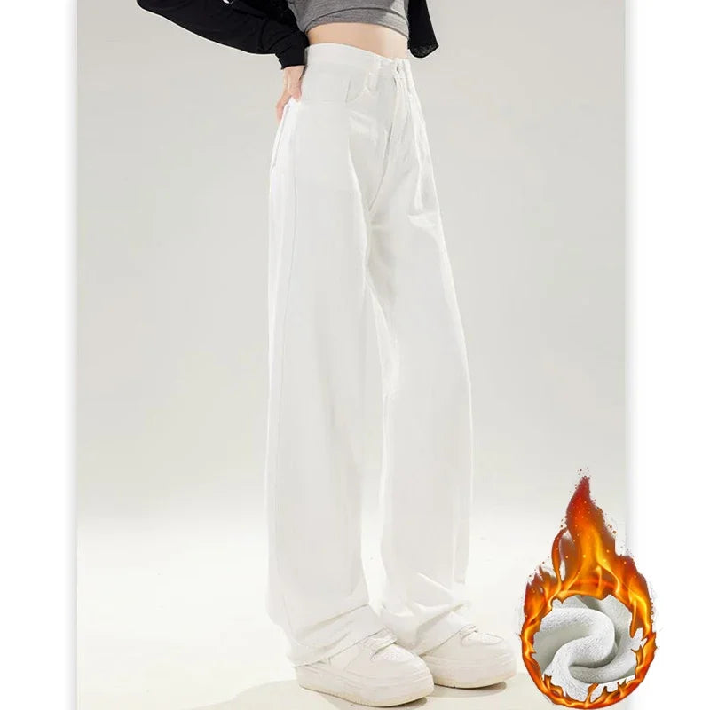 Women’s High-Waist Slim Fit Jeans – Thick Winter Cotton Denim Pants