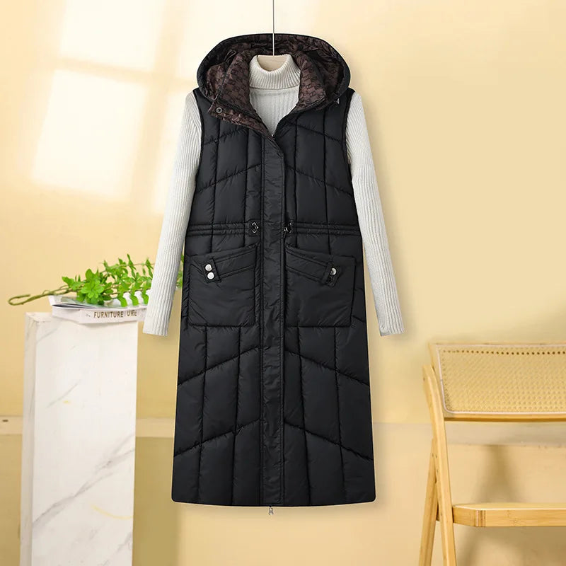 KIDCRKJ Reversible Hooded Quilted Winter Vest Jacket for Women