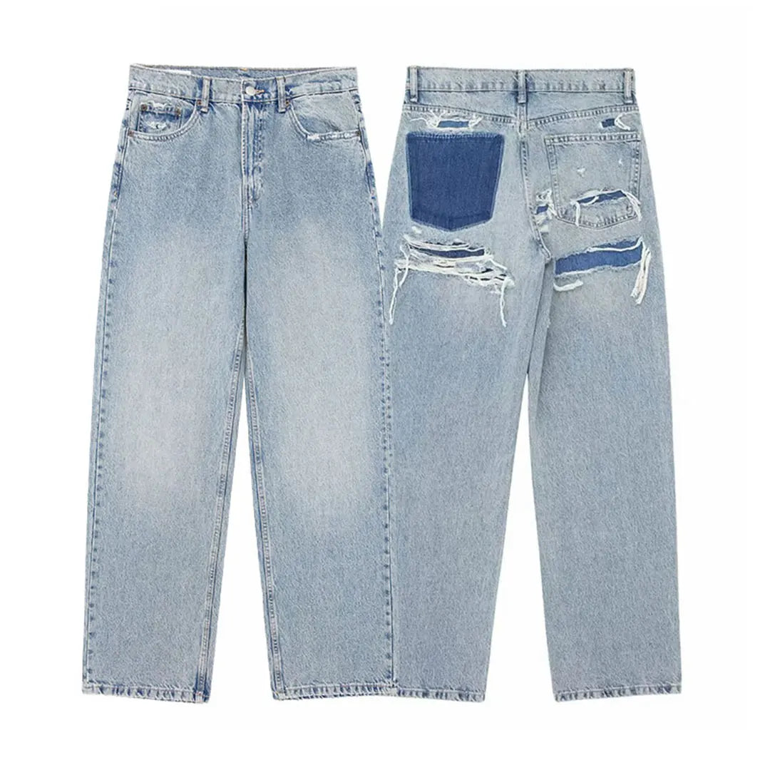 Women’s High-Waist Ripped Skinny Ankle-Length Jeans – Vintage Patchwork Denim Pants