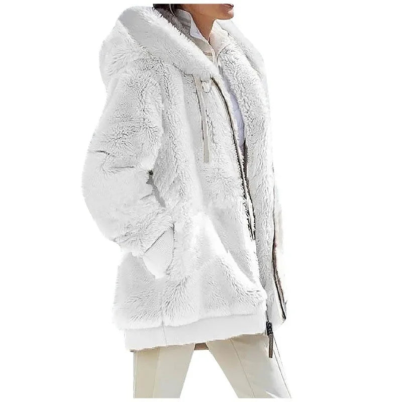 Women’s Hooded Fleece Winter Jacket with Zipper