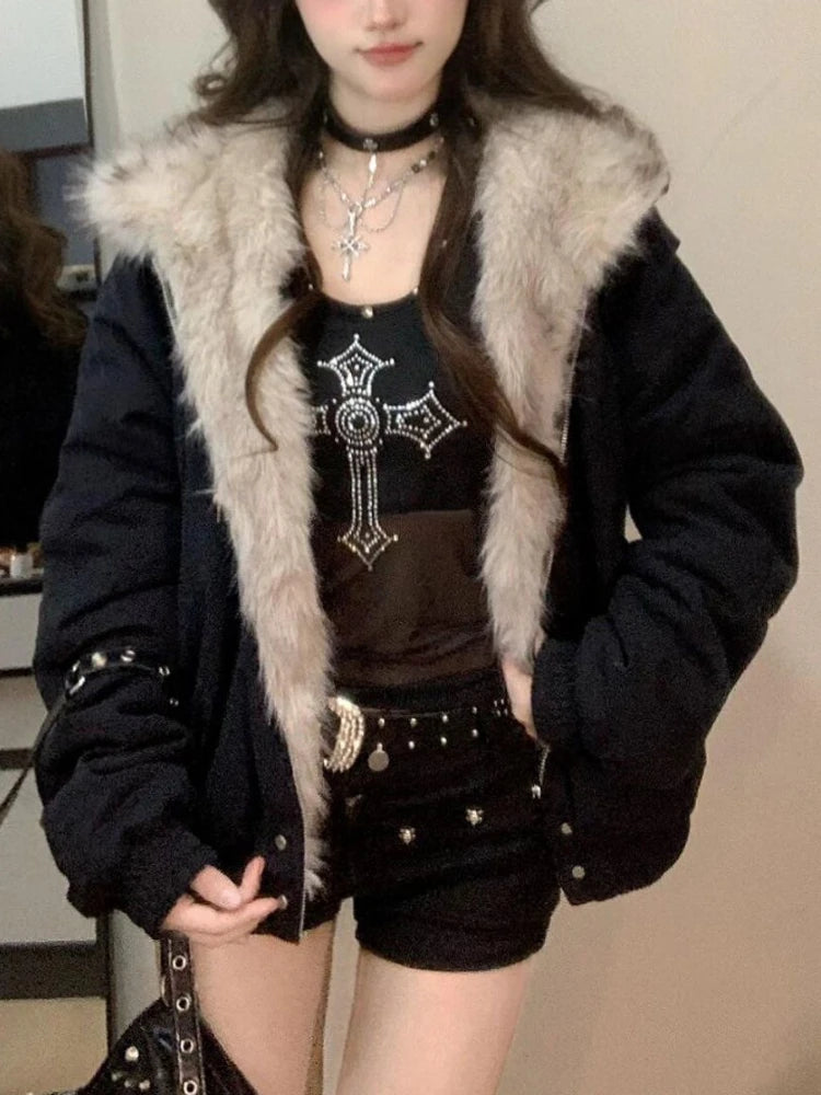 Miss Tough Faux Fur Hooded Winter Parka for Women