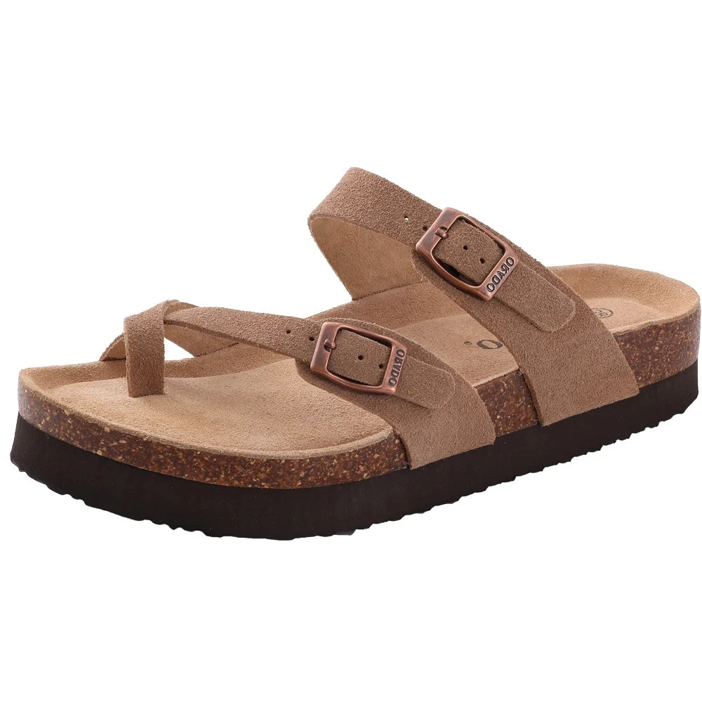 Crestar Women's Suede Clogs Leather Mules Cork Footbed Sandals Potato Shoes with Arch Support Fashion Leather Mules Shoes