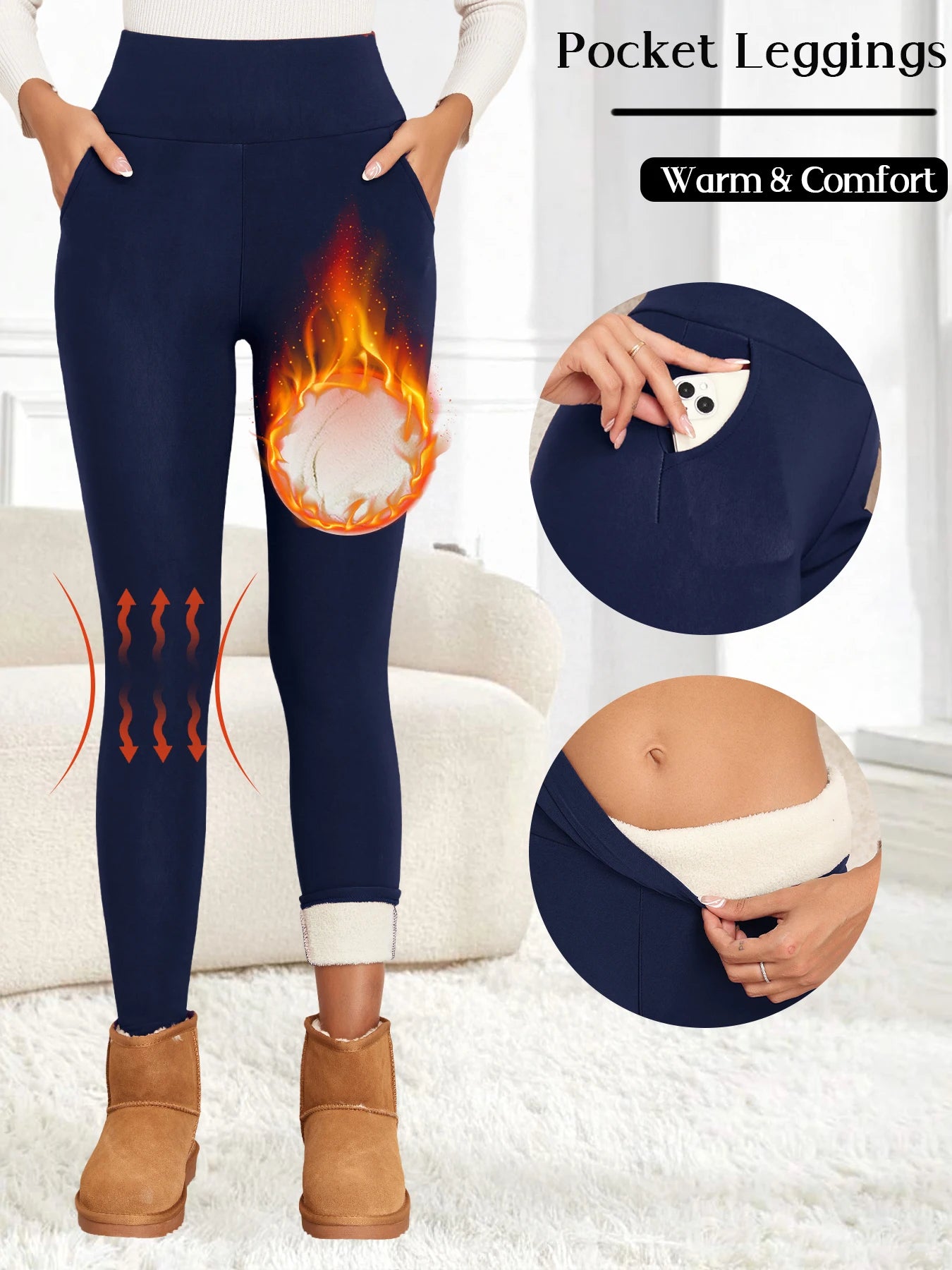 NoEnName Fleece-Lined High-Waist Winter Leggings