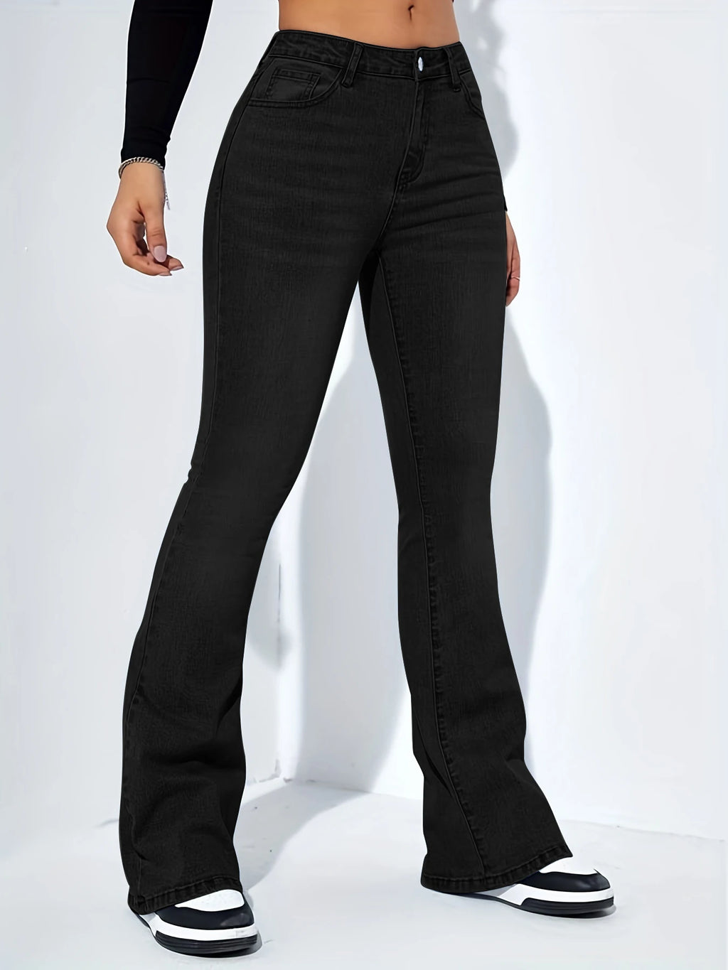 Women’s Mid-Waist Bootcut Jeans – Stretch Comfortable Flared Denim Pants