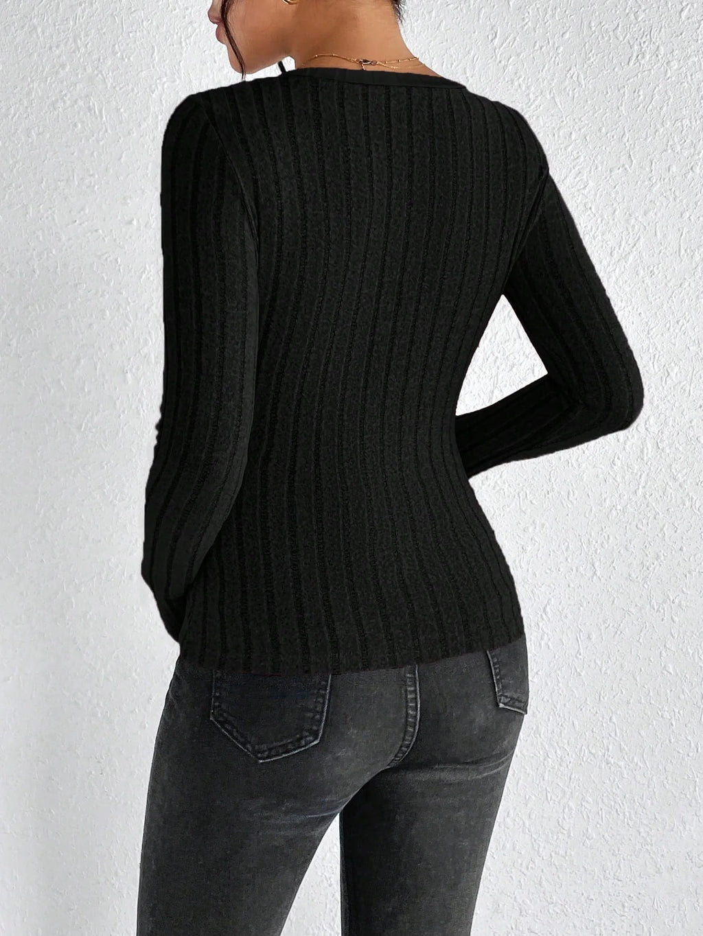 Women's Slim Sexy Knit Long Sleeve Top Women's V-Neck Neck Edge Clash Top New Autumn and Winter Women's Casual Pullover