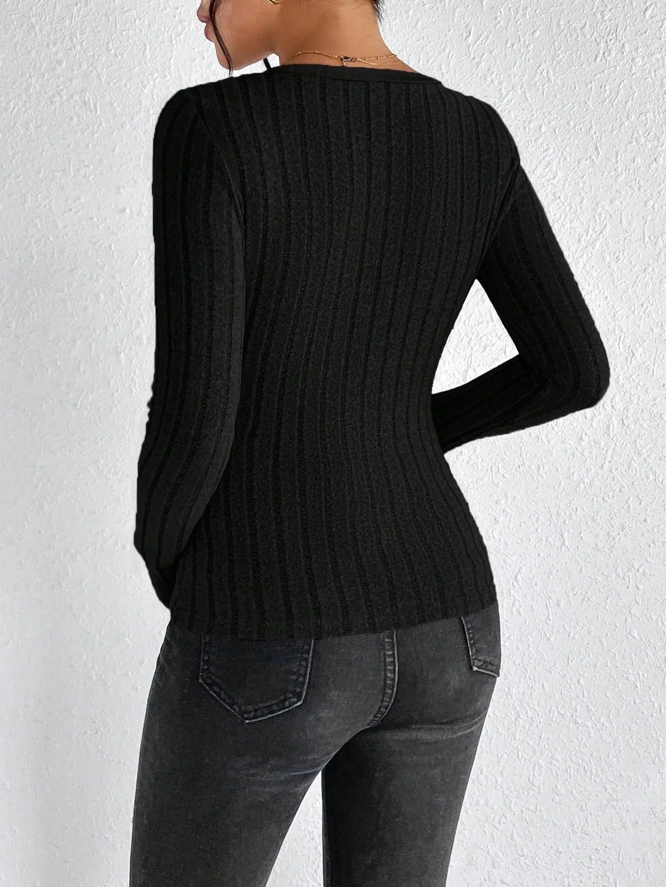 Women's Slim Sexy Knit Long Sleeve Top Women's V-Neck Neck Edge Clash Top New Autumn and Winter Women's Casual Pullover