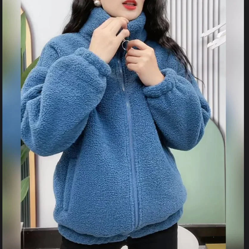 Women’s Plus Size Lamb Fur Lined Winter Jacket