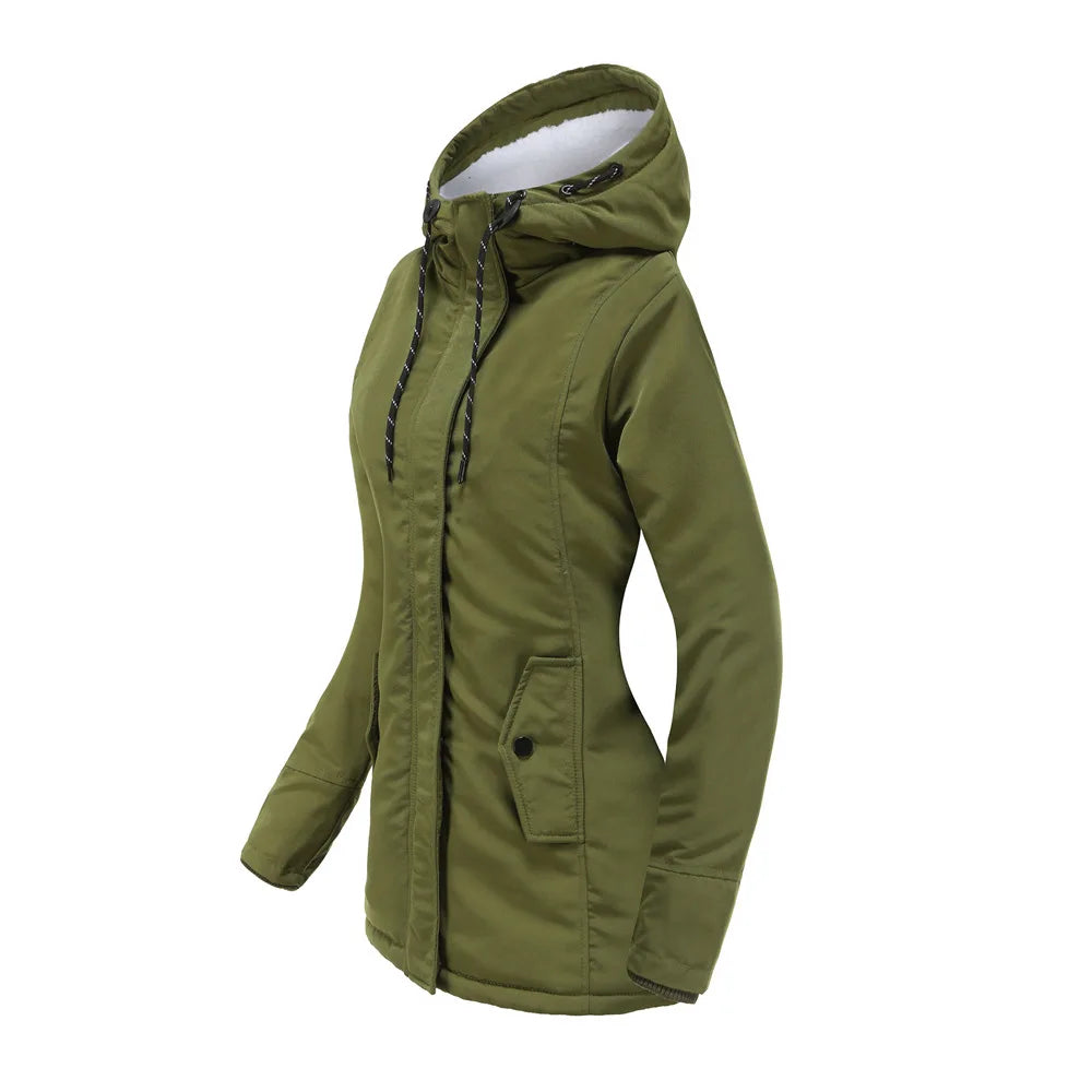 KIDCRKJ Lamb Wool Lined Hooded Winter Parka