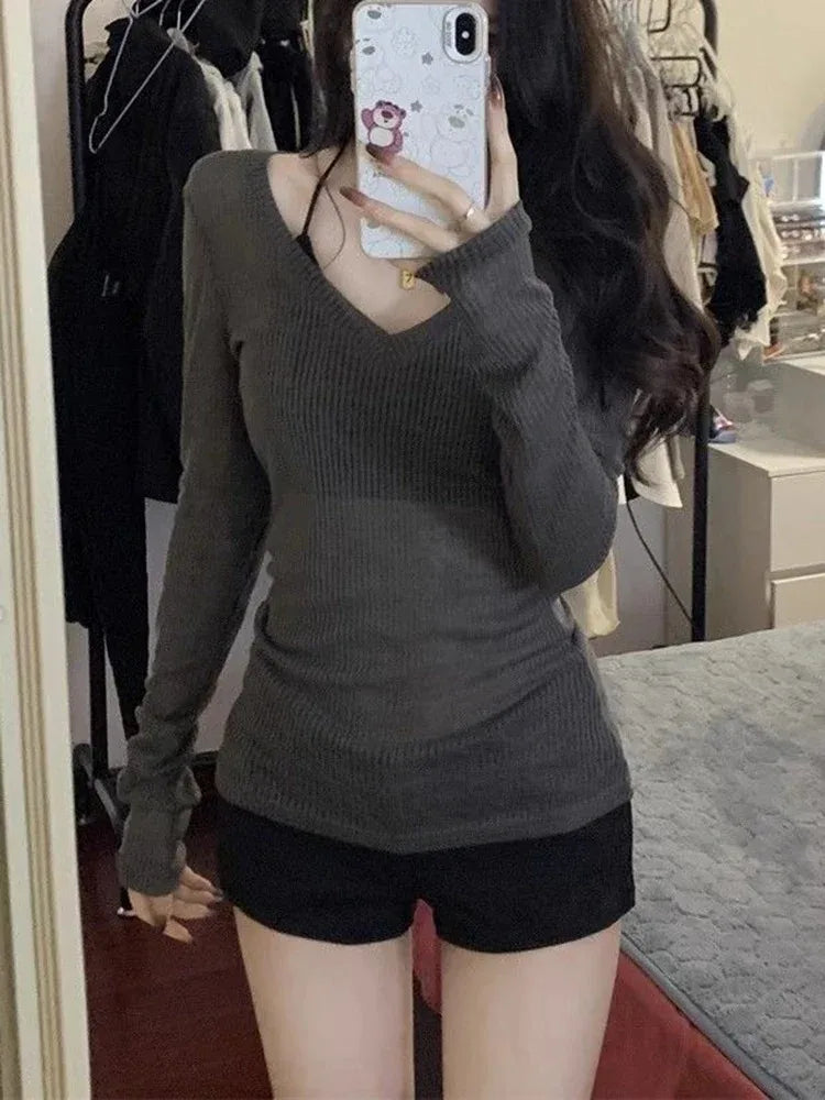 SheerFlex V-Neck Long Sleeve Summer Tee for Women