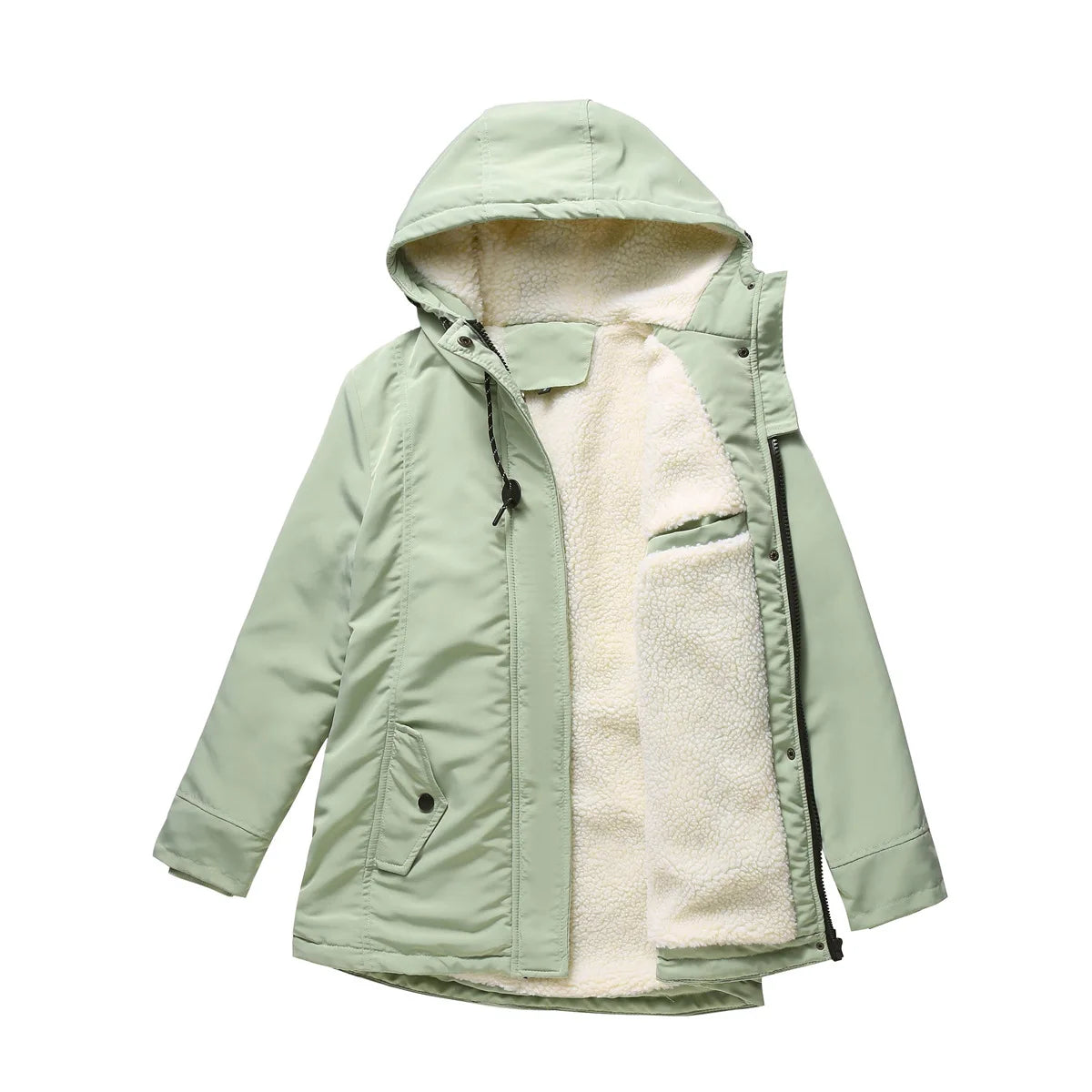 KIDCRKJ Lamb Wool Lined Hooded Winter Parka
