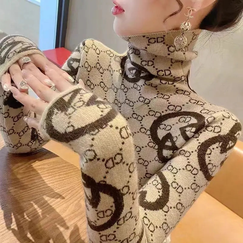 Elegance Knit Slim Turtleneck Top for Women