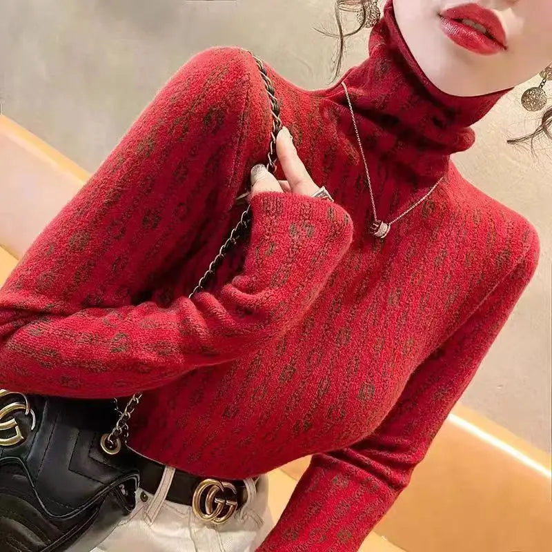 Elegance Knit Slim Turtleneck Top for Women