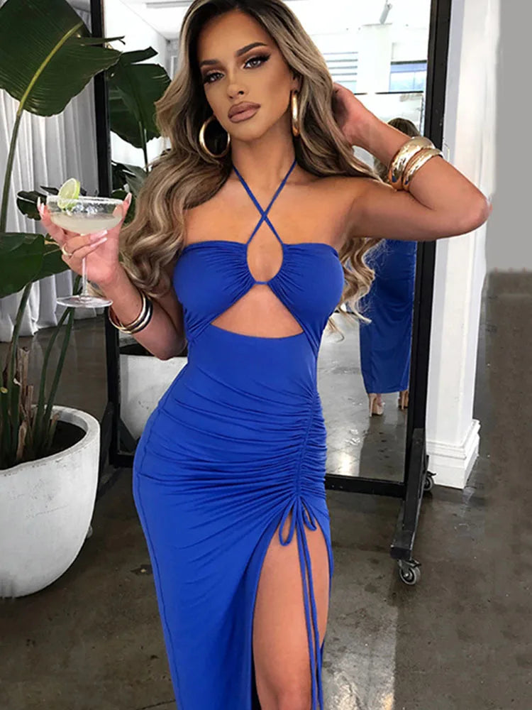 Backless Sexy Midi Nightclub Party Dress for Women
